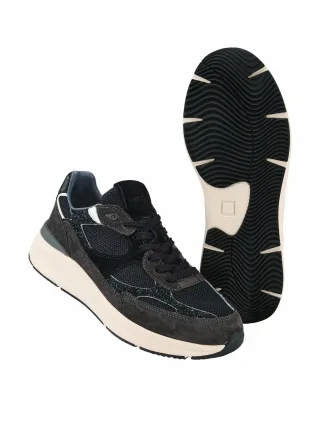 D.A.T.E. Herren Sneaker Musa Schwarz 55 % Rindleder, 40 % Polyester, 5 % Ziegenleder