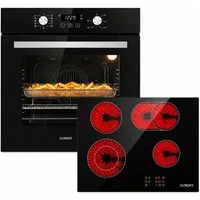 KB Elements Backofen-Set Einbaubackofen 60 cm mit 4-Zonen Glaskeramik Kochfeld 60 cm, Steam Clean, Air Fry, Circle Fan Heater, Steam Clean, Flexzone