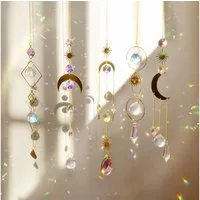 FOUORTUNATE-BEE Windspiel 5er Set Kristall Sonnenfänger mit Regenbogen-Effekt für Fenster (5 St), Kristall Windspiel Anhänger für Garten, Hochzeit und Weihnachten
