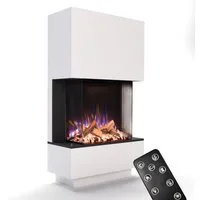 GLOW FIRE Elektrokamin PR14 E-Motion 3D, Elektrischer Kamin mit 3D Feuer mit Heizung, täuschend echte Flamme mit Heizung, 3 Dekorationen