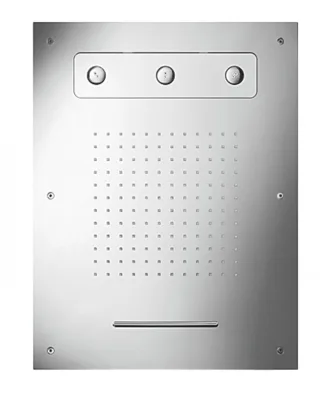 Herzbach Deckeneinbaubrause 630mm x 480mm Regen/Spin-Jet/Schwall poliert , 11.630480.2.01 11.630480.2.01