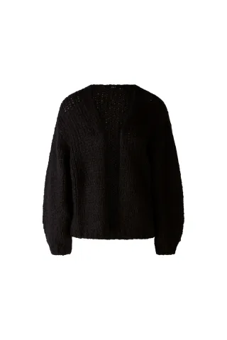 Oui - Strickjacke mit Wolle und Mohair black - Gr. - 36