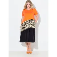 MIAMODA Jerseykleid Kleid A-Linie Colorblocking mit Animalprint