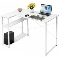 JEOBEST Schreibtisch Eckschreibtisch Computertisch 100 x 70 x 75 cm, (1-St), L-förmiger Schreibtisch, mit 2-Fach Regal & Stauraum
