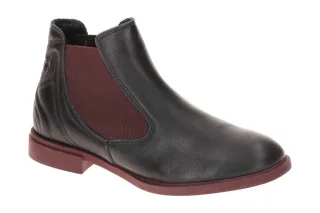Think 1195 Damen Stiefeletten Schwarz Echtleder Chelsea-Boots