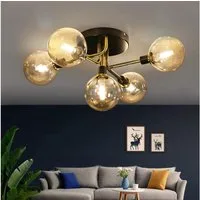 ZMH Deckenleuchte Retro Glas Kugel 5-flammig – G9 Deckenlampe Glas Wohnzimmerlampe, LED wechselbar