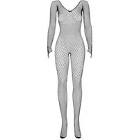 Obsessive Bodystocking Netz-Bodystocking mit langen Armen - schwarz 20 DEN (1 St) offener Schritt
