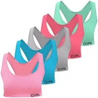 LOREZA Bustier 5er Set Mädchen Bustier - Nahtlos Mikrofaser - Bunt (Set, 5-tlg., 5er-Pack)