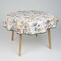 laro Tischdecke 140cm runde Wachstuchtischdecke mit Saum-Eingefasst Blütenpracht Bunt