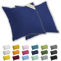 Lavea Kissenbezug 2er Set Kissenhülle Jersey, 100% Baumwolle, Kissenbezüge, (2 Stück), allergikerfreundlich - sicherer YKK-Reißverschluss - waschbar 60°C