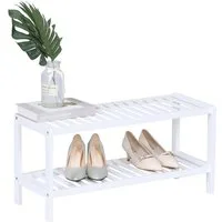 relaxdays Schuhregal Weißes Schuhregal aus Bambus, 1-tlg., 2