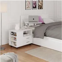 Vicco Nachtschrank Bora, Weiß, 80 x 88 cm mit verstellbarer Arbeitsfläche (1-St)