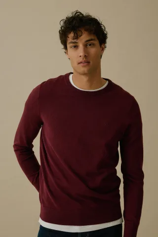 BASEFIELD - Rundhals Pullover vintage wine - Gr. - XXL