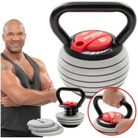 Miweba Sports Kettlebell Kettlebell KB300, verstellbare Hantel - 3,4-18 kg - 6 Gewichtscheiben, (2x 2,1 kg - 2x 2,5 kg - 2x 2,7 kg, Anti-Rutsch-Griff, Kraftraining, Kugelgewicht, Kettle Bell), Profi Fitness Sport Schwunghantel Hantel Kugelhantel Gewi