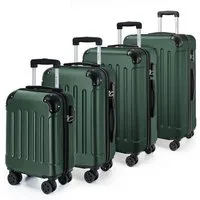 YONSLY Kofferset Reisekoffer Trolley Rollkoffer Hartschalenkoffer in S-M-L-XL, 4 Rollen, (Spar-Set, 4 tlg., inkl. Größen S, M, L und XL), mit 360° Lenkrollen, Zahlenschloss und mehrstufigem Teleskopgriff