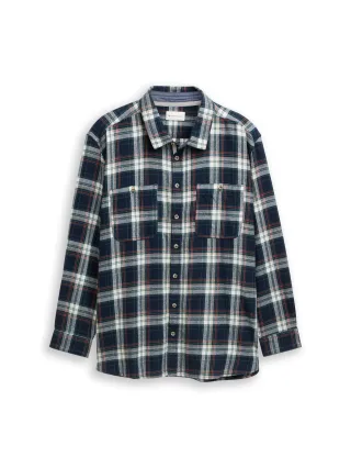 Tom Tailor - Plus Size - Comfort Fit Flanell-Hemd mit Karomuster navy multicolor check - Gr. - 4XL