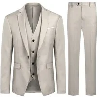 Allthemen Anzug (3 tlg) Herren Slim Fit Anzug Elegantes Anzugset für Business