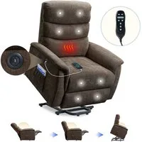 FLEXISPOT Sessel Multifunktionaler Elektrischer Relaxsessel Mit Aufstehhilfe (mit Sitzheizung-, Massage- und Liegefunktion, USB-Ladeanschluss und zusätzlicher Stauraum), 110° - 140° verstellbar