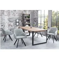 riess-ambiente Polsterstuhl LUCCA stone grau/schwarz – Microfaser, mit Armlehne, Metall-Beine (Einzelartikel, 1 St), bequeme Polsterung im Retrolook – ideal für Esszimmer oder Küche