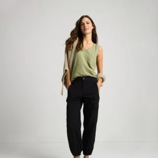 Popeline-Cargohose für Damen, Damen, size: regular, Schwarz, Baumwolle, by Lands' End