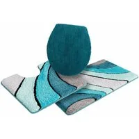 OTTO home Badematte Josie, Badvorleger, Badezimmer Teppich, Höhe 20 mm, rutschhemmend beschichtet, schnell trocknend, strapazierfähig, fußbodenheizungsgeeignet, Polyester, rechteckig, 3-tlg. Stand-WC Set, Badteppich, Badematten, rechteckig, rund & al