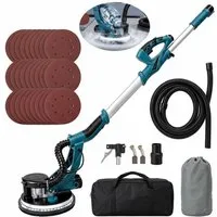 oyajia Trockenbauschleifer Wand und Deckenschleifer 1250W Elektroschleifer mit 12 Schleifscheiben, max. 2800 U/min, 7 variablen, ausziehbarem Griff, LED-Beleuchtung, langem Staubschlauch