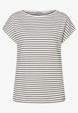 MORE & MORE - Gestreiftes Shirt mit Glitzer braun - Gr. - 40