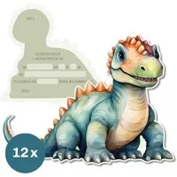 CUPCAKES & KISSES Einladungskarten 12x Dino Einladungskarten Kindergeburtstag für Mädchen & Jungen, Dino