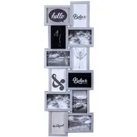 Levandeo® Bilderrahmen Collage, Bilderrahmen silber für 12 Fotos 3D Optik Galerie Fotogalerie
