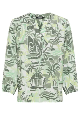Olsen - Blouse Woven Long Sleeves khaki - Gr. - 38