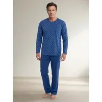 Henry Terre Pyjama Pyjama Set Langarm - Carlo mit Raute & unifarbener Hose