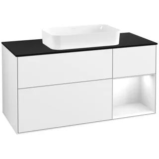 Villeroy und Boch Finion Waschtischunterschrank G712GFGF 120x60,3x50,1cm, Regal rechts Glossy white lacquer, Glossy white lacquer
