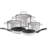RÖSLE Topf-Set Basic Line, Edelstahl 18/10 (Set, 5-tlg., 1 Kochtopf Ø 16/20/24 cm, 1x Bratpfanne Ø 20 cm, 1x Bratpfanne Ø 28 cm), Töpfe mit Schüttrand und Pfannen mit Antihaftversiegelung, Induktion