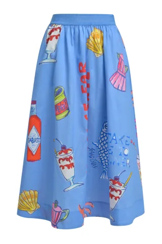 Milano Italy - midi skirt elastic wb ocean print - Gr. - 40