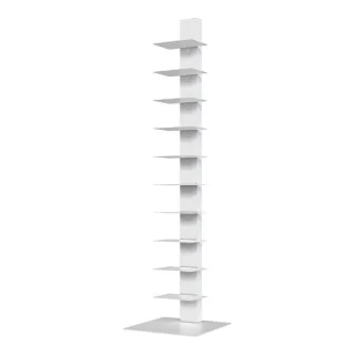 [en.casa] Bücherregal, Weiß, Metall, 39x150x39 cm, Wohnzimmer, Regale, Bücherregale