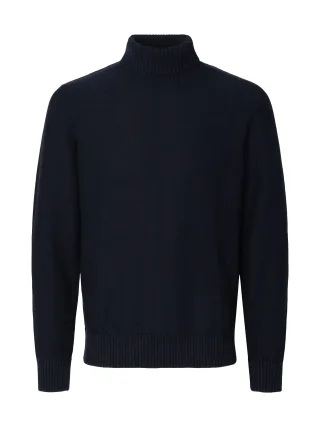 selected men - SLMAXEL LS KNIT ROLL NECK NOOS Blau - Gr. - M
