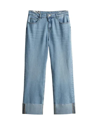 Opus - Boyfriend Jeans - Lani turn up blau - Gr. - 34/L26