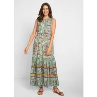 bonprix Maxikleid eleganter Stil, aus Viskose, Loose Fit, ärmellos, mit Bordürendruck