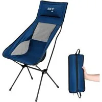 NILS CAMP Campingstuhl Ultraleichter Outdoorstuhl Faltstuhl mit hoher Rückenlehne blau