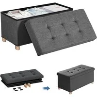 SURFOU Sitzhocker mit Stauraum und Deckel Aufbewahrungsbox Fußhocker bis 300 kg (für Wohnzimmer Schlafzimmer Flur), Hocker mit Stauraum mit Holzfüßen