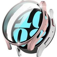 SmartUP Smartwatch-Hülle 2X Hülle für Samsung Galaxy Watch 6 40mm / 44mm Schutzglas Case Tasche, kompletter Rundumschutz
