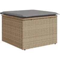vidaXL Hocker Gartenhocker mit Kissen Beige 55x55x37 cm Poly Rattan (1 St)