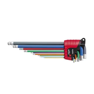 Wiha Stiftschlüssel Set im ErgoStar Halter Sechskant-Kugelkopf 9-teilges Set farbig leuchtend - 41483
