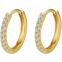 Dear Me Paar Creolen 585 Gold Weißgold Damen, mit Kristallen, Runde Damen Ohrringe 14 Karat Gelbgold, Massivgold Schmuck