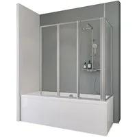 Schulte Badewannenfaltwand Well, Sicherheitsglas, 129x140 cm, 3 tlg + Festelement, Klar, Alu-Natur