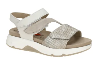 Gabor 86.882.61 ROLLINGSOFT Damen Sandale Beige Keilabsatz Klettverschluss