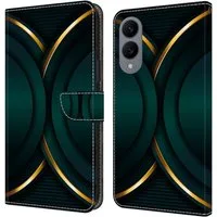 CLM-Tech Handytasche für Samsung Galaxy S25 Edge Hülle aus PU-Leder Klapphülle (goldener Rand Kontur, Handyhülle mit Standfunktion - Wallet Flip Case inklusive Kartenfächer), Cover Magnetverschluss