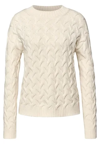 Street One Studio - Pullover mit Zopfmuster beige - Gr. - 38