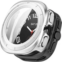 Wigento Smartwatch-Hülle Für Samsung Galaxy Watch Ultra 47mm PC Watch Hülle + Hart Glas Silber