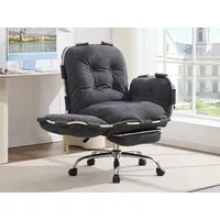 DEKKETO Bürostuhl Ergonomischer mit Armlehnen, Rückenlehne (1 St), Chenille Bürostuhl mit Wippfunktion und Fußstütze, Belastbar bis 180kg